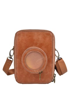KASTWAVE Protective Case for Fujifilm Instax Mini EVO Camera Case, Retro PU Leather Protective Case for Mini EVO Instant Camera, High Capacity Cover with Removable Shoulder Strap, Vintage Brown  - Image 1