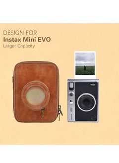 KASTWAVE Protective Case for Fujifilm Instax Mini EVO Camera Case, Retro PU Leather Protective Case for Mini EVO Instant Camera, High Capacity Cover with Removable Shoulder Strap, Vintage Brown  - Image 3