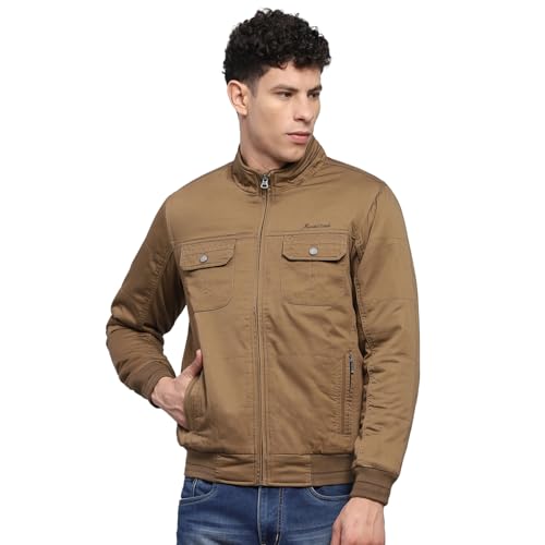 Monte Carlo Mens Solid Brown Mock Neck Full Sleeve Jacket (224066736-2-46) - Image 1