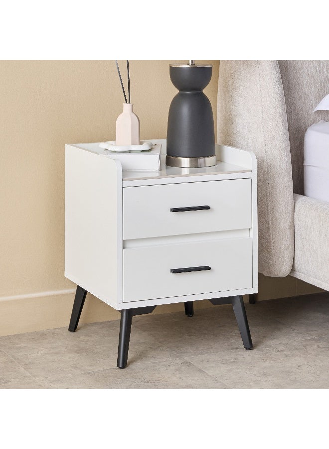 Home Box Compact White 2-Drawer Nightstand for All - Image 1