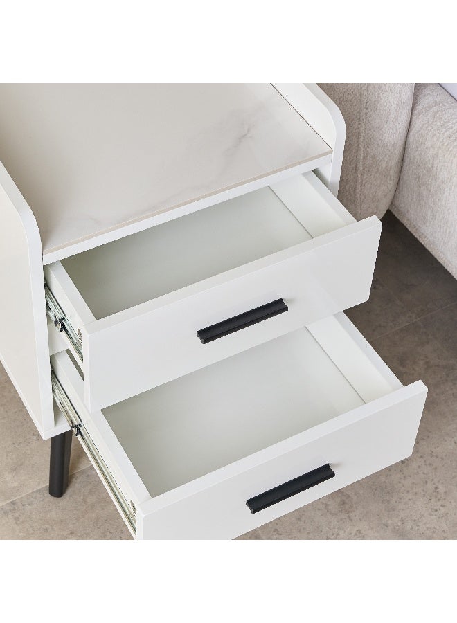 Home Box Compact White 2-Drawer Nightstand for All - Image 4