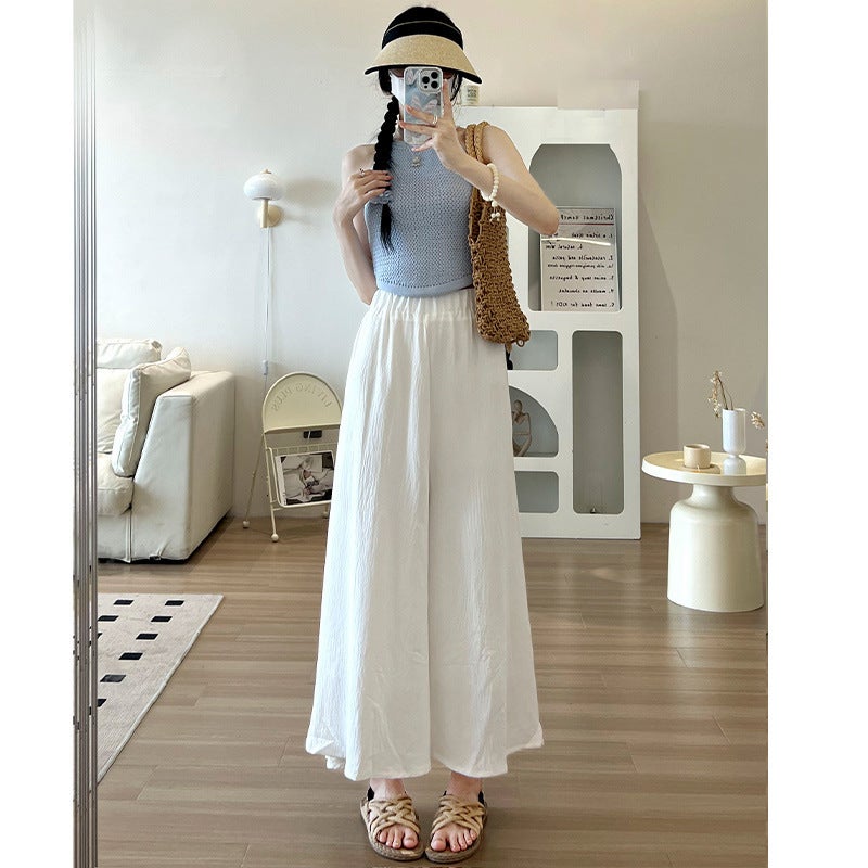 Women's Summer Lightweight A-Line Long Skirt Pants with Elastic Waist - Image 3