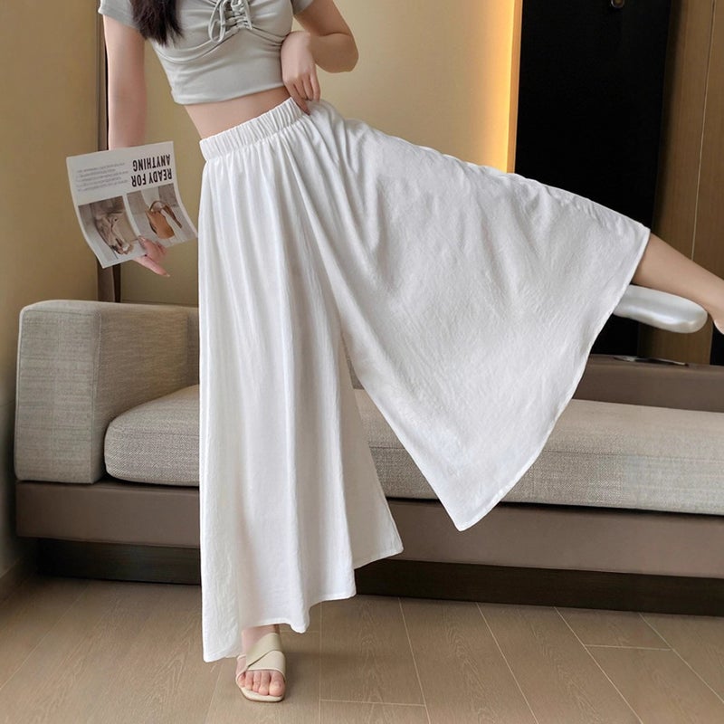Women's Summer Lightweight A-Line Long Skirt Pants with Elastic Waist - Image 1