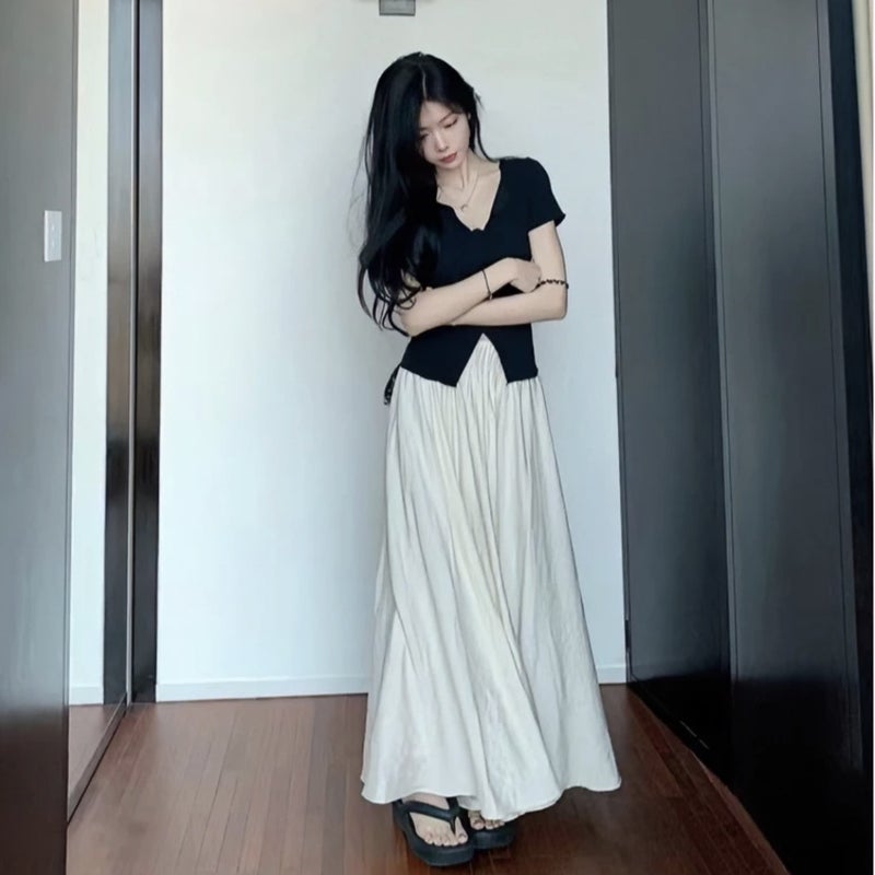 Women's Summer Lightweight A-Line Long Skirt Pants with Elastic Waist - Image 2