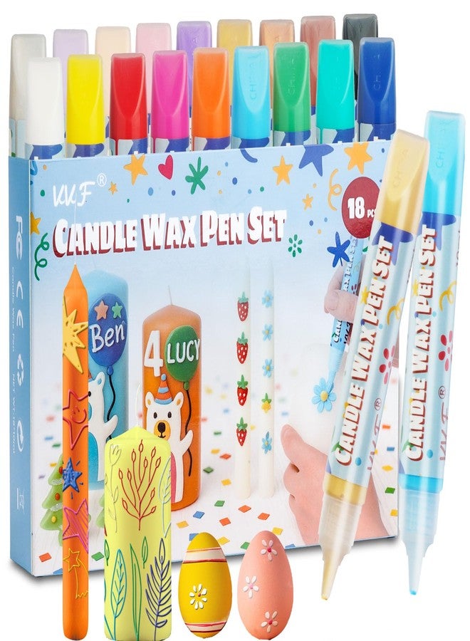 VVF Candle Paint Set, 18-Color Candle Wax Pens (3 Metallics) with Sponge & Sticker Stencils, Great for Candle Making, DIY Crafts, Holiday Gifts & Kids Painting((10ml*18) - Image 1