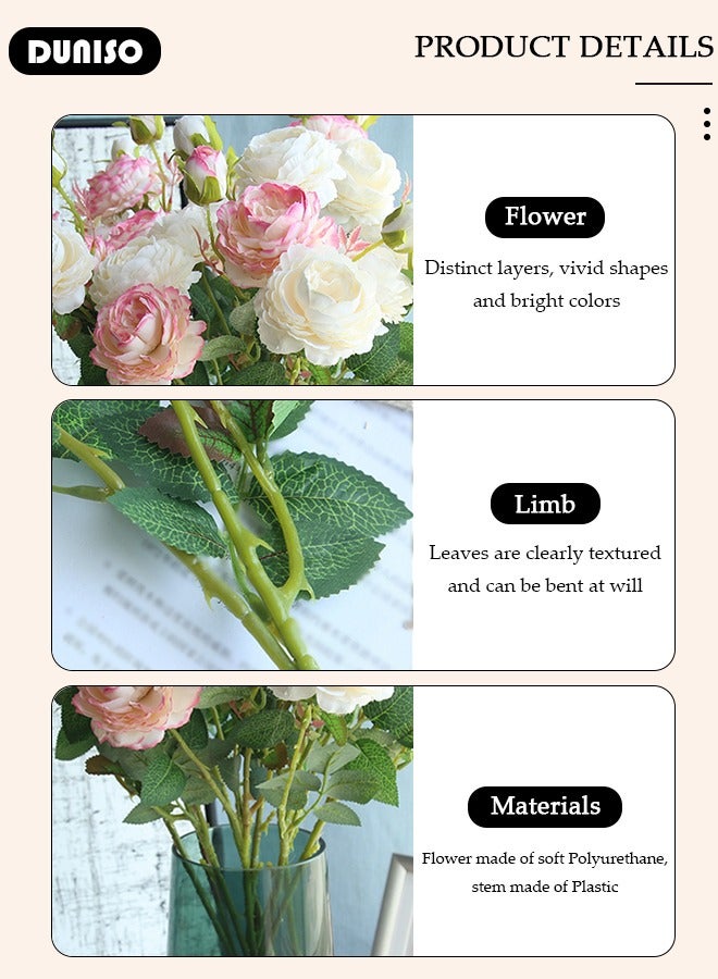 DUNISO 6PCS Artificial Flowers Table Centerpieces Decor Fake Tulips Silk Flowers Bouquets Arrangement for Home Room Office Party Table Flowers Decoration Wedding Table Centerpieces - Image 2