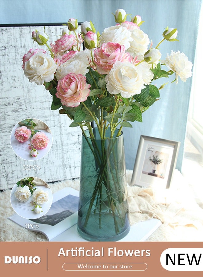 DUNISO 6PCS Artificial Flowers Table Centerpieces Decor Fake Tulips Silk Flowers Bouquets Arrangement for Home Room Office Party Table Flowers Decoration Wedding Table Centerpieces - Image 1