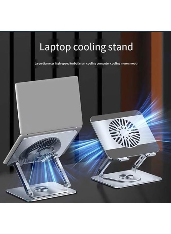 حامل لابتوب 13-15 بوصة مع قاعدة دوارة 360° ومروحة تبريد مغناطيسية قابلة للإزالة – قابل للطي بالكامل وقابل للتعديل لتسهيل التخزين – متوافق مع MacBook Air 2024 - Image 5