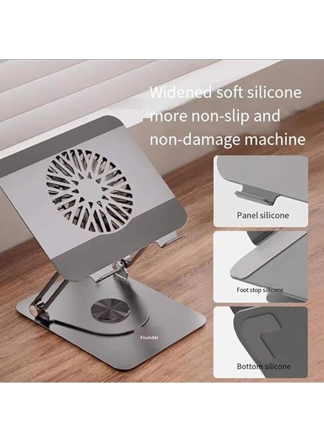 حامل لابتوب 13-15 بوصة مع قاعدة دوارة 360° ومروحة تبريد مغناطيسية قابلة للإزالة – قابل للطي بالكامل وقابل للتعديل لتسهيل التخزين – متوافق مع MacBook Air 2024 - Image 4