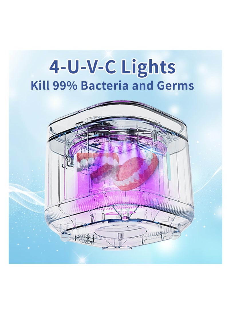 SYOSI Ultrasonic Retainer Cleaner Machine, Dentures Aligner Mouth Guard 42KHz 300ML Portable Professional Ultrasonic Jewelry Cleaning Machine for All Dental Appliances (White) - Image 2