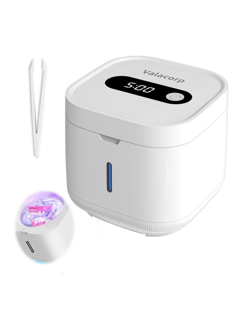 SYOSI Ultrasonic Retainer Cleaner Machine, Dentures Aligner Mouth Guard 42KHz 300ML Portable Professional Ultrasonic Jewelry Cleaning Machine for All Dental Appliances (White) - Image 1