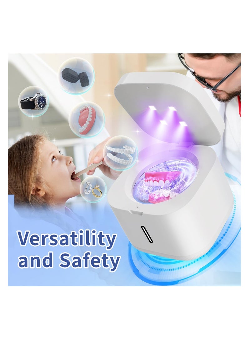SYOSI Ultrasonic Retainer Cleaner Machine, Dentures Aligner Mouth Guard 42KHz 300ML Portable Professional Ultrasonic Jewelry Cleaning Machine for All Dental Appliances (White) - Image 3