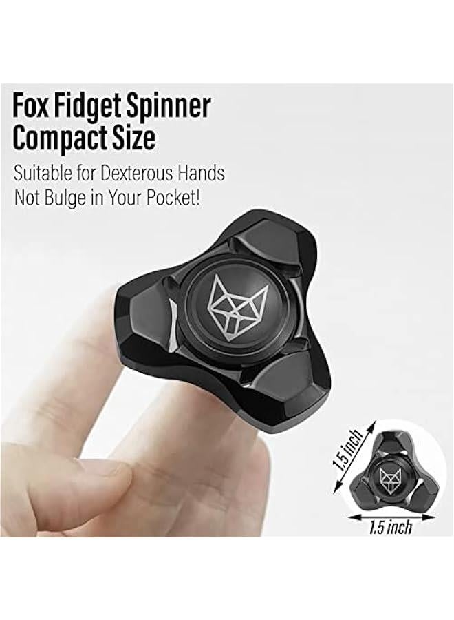Arabest Metal Fidget Spinner for Adults, Stainless Steel Heavy Spinning Toys, Small Mini Fox Hand Gyro, Bearing Premium Long High Spin Fidget Block, Black - Image 2