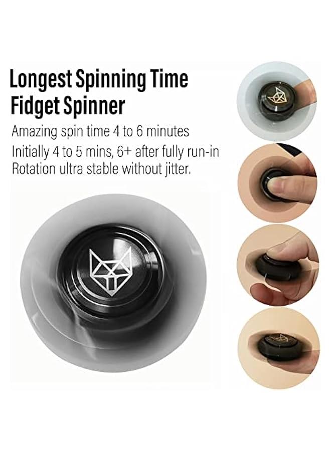 Arabest Metal Fidget Spinner for Adults, Stainless Steel Heavy Spinning Toys, Small Mini Fox Hand Gyro, Bearing Premium Long High Spin Fidget Block, Black - Image 4