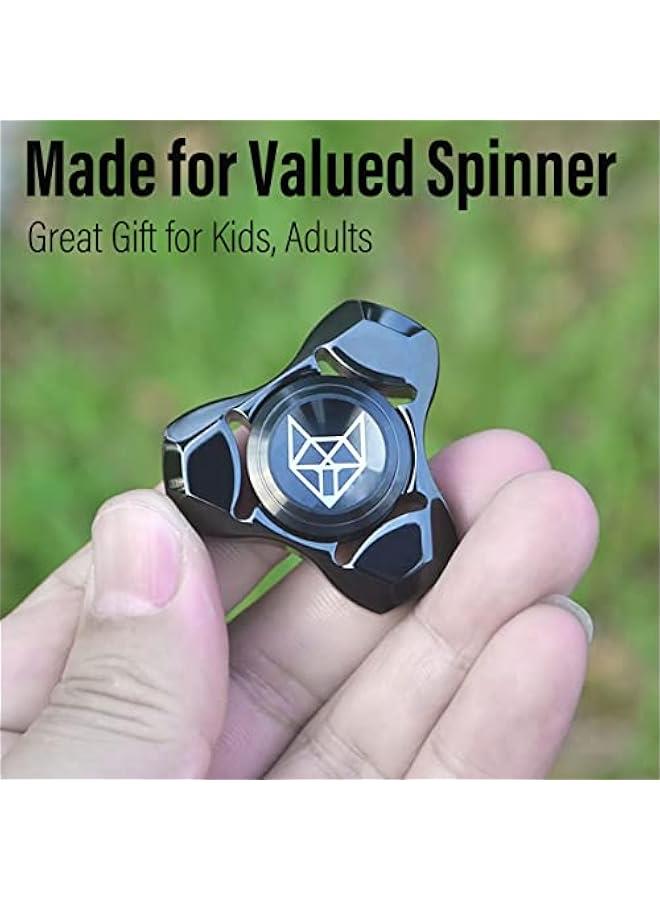 Arabest Metal Fidget Spinner for Adults, Stainless Steel Heavy Spinning Toys, Small Mini Fox Hand Gyro, Bearing Premium Long High Spin Fidget Block, Black - Image 5