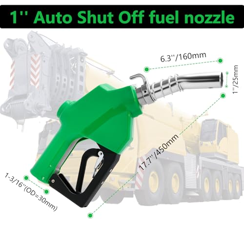 Azdele 1" NPT Automatic Fuel Nozzle & Hook, Diesel Gas Pump Handle, 19/16"(OD=30mm) Max Flow 30GPM, Fuel Transfer Pump Nozzle For Gasoline, Diesel, Biodiesel, Kerosene, Auto Shut Off 3-speed Latch - Image 5