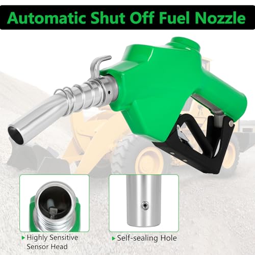 Azdele 1" NPT Automatic Fuel Nozzle & Hook, Diesel Gas Pump Handle, 19/16"(OD=30mm) Max Flow 30GPM, Fuel Transfer Pump Nozzle For Gasoline, Diesel, Biodiesel, Kerosene, Auto Shut Off 3-speed Latch - Image 2