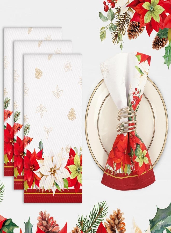 Arquiel Christmas Red Flower Napkins, 18×18 inch Dinner Cloth Napkins Set of 6, Washable Cotton Soft Absorbent Square Napkins for Dining Kitchen Party Wedding Decoration - Image 4