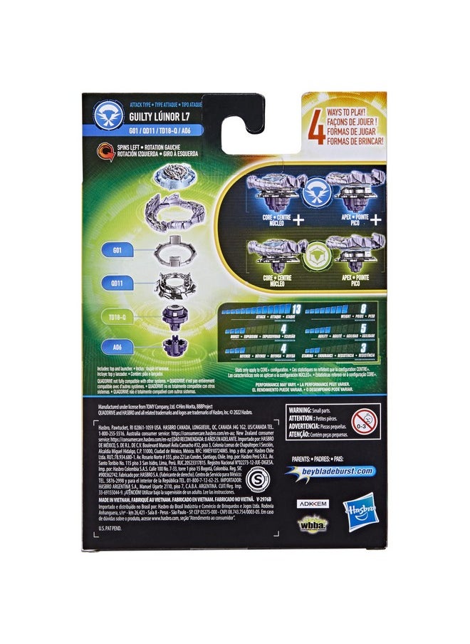 BeyBlade Burst Quaddrive Guilty Lúinor L7 - Bey Blade Spinning Top Starter Pack Toy, Beyblade Battling Game Top Toy With Launcher For Kids Ages 8+, Original Beyblade By Hasbro  - Image 4