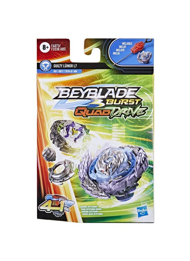 BeyBlade Burst Quaddrive Guilty Lúinor L7 - Bey Blade Spinning Top Starter Pack Toy, Beyblade Battling Game Top Toy With Launcher For Kids Ages 8+, Original Beyblade By Hasbro  - Image 3
