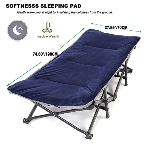 Gehannah Thick Camping Sleeping Pad, Soft Comfortable Microfiber Camping Cot Pads for Adults, Lightweight Foldable Sleeping mats for Traveling Hiking Backpacking Traveling Blue Large - Image 3