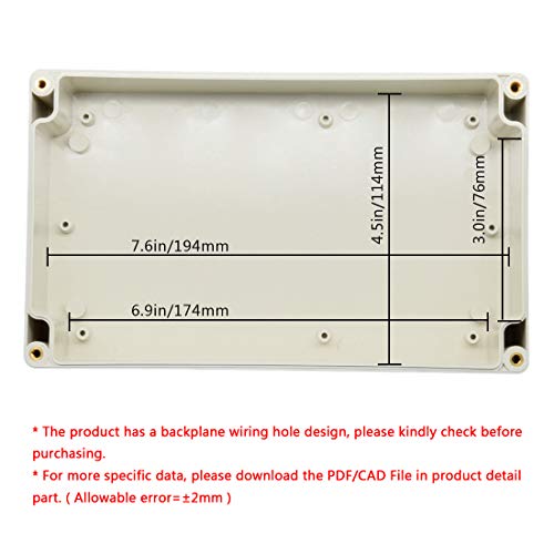 LeMotech Waterproof Dustproof IP65 ABS Plastic Junction Box Universal Electric Project Enclosure Pale Gray 7.9 x 4.7 x 2.2 inch (200 x 120 x 56 mm) - Image 5