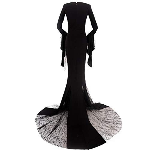 Cosplay.fm Women's Vintage Gothic Long Dress Witch Style Black Dress Halloween Cosplay Costume Dress (L, Black) - Image 4