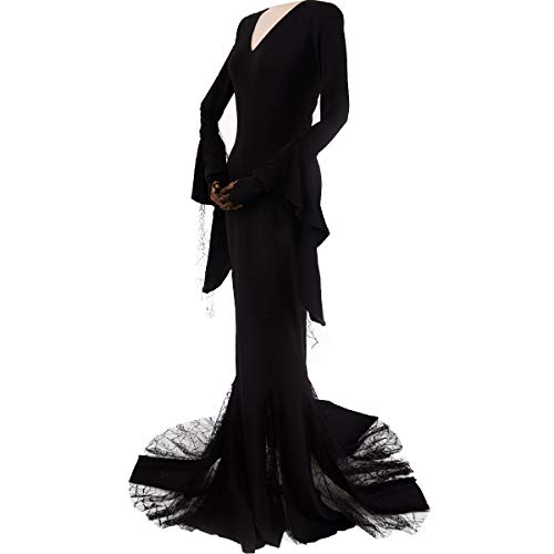 Cosplay.fm Women's Vintage Gothic Long Dress Witch Style Black Dress Halloween Cosplay Costume Dress (L, Black) - Image 3