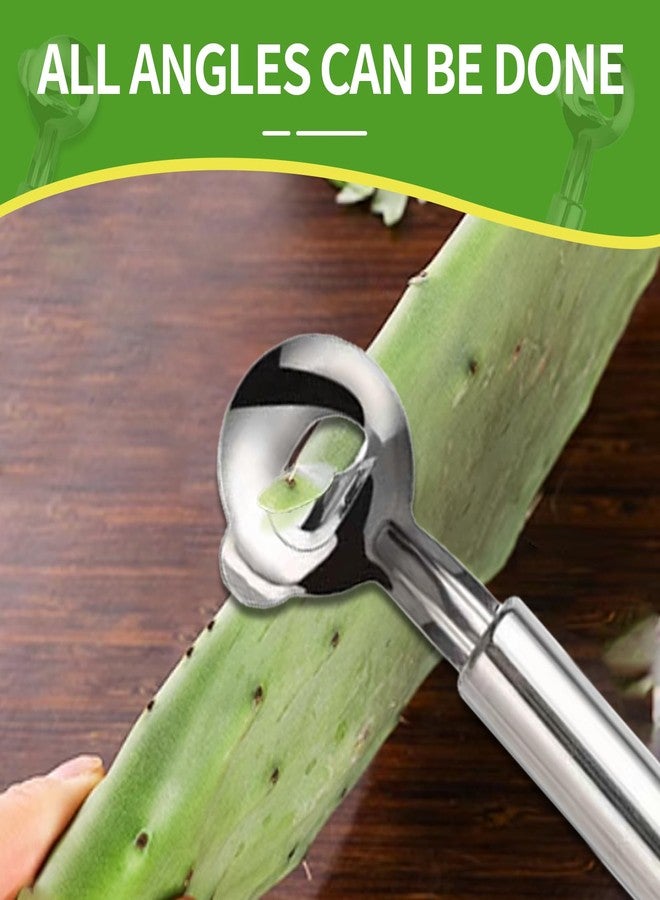 GEDEUBAN 4 قطع أداة مقشرة الصبار مع خطافات لاصقة، من الفولاذ المقاوم للصدأ Pelador De Nopales Con Espinas، ملعقة محمولة Para Pelar Nopales - Image 5