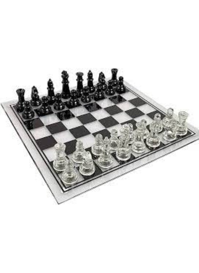 null - Elevate your gameplay with the International Glass Chess Set, a blend of elegance and sophistication. Perfect for chess enthusiasts, it also serves as a luxurious decorative piece or an exceptional gift for any occasion. - Image 1