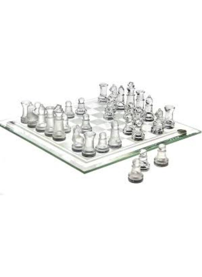null - Elevate your gameplay with the International Glass Chess Set, a blend of elegance and sophistication. Perfect for chess enthusiasts, it also serves as a luxurious decorative piece or an exceptional gift for any occasion. - Image 1
