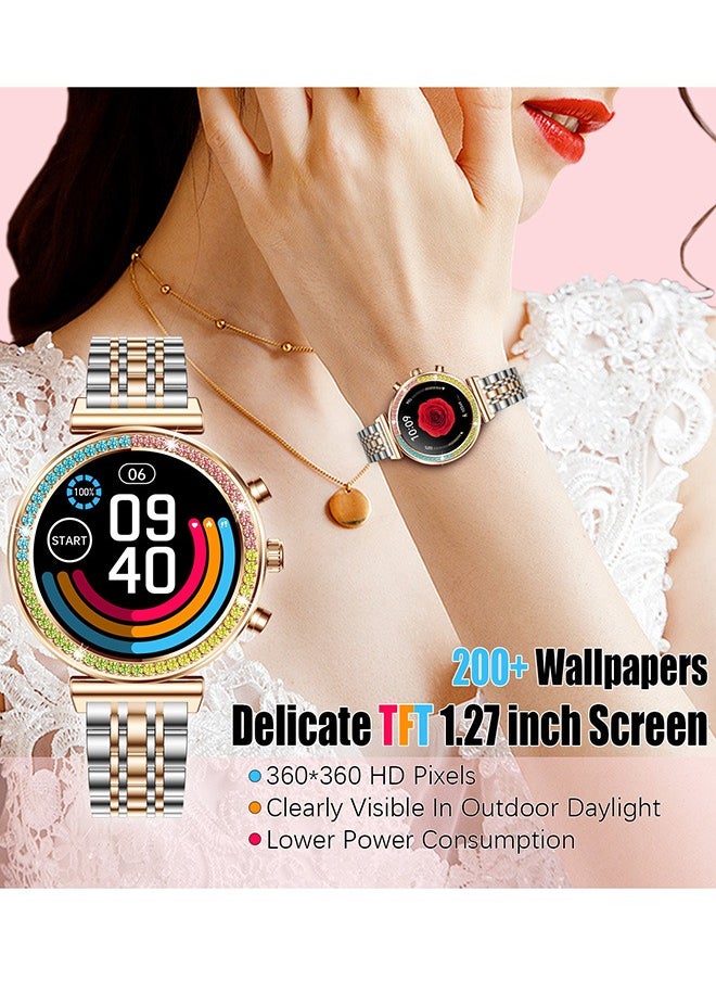 RollsTimi  - Women's Bluetooth Smartwatch Full Screen Touch Supports Multiple Sports Modes Heart Rate Monitoring And Language Modes Universal For Android And Ios Systems RT I110 Silver Gold - Image 1