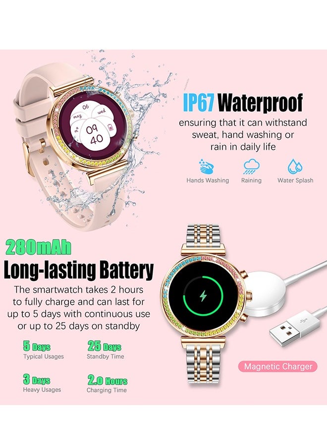 RollsTimi  - Women's Bluetooth Smartwatch Full Screen Touch Supports Multiple Sports Modes Heart Rate Monitoring And Language Modes Universal For Android And Ios Systems RT I110 Silver Gold - Image 1