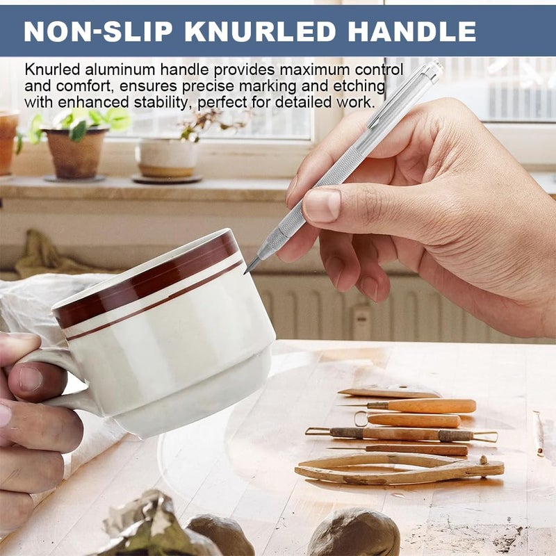 Serplex ® 4 قطع قلم تنغستن مع 10 رؤوس قابلة للتبديل قلم جيب مضاد للانزلاق مع غطاء مغناطيسي قوي أدوات متعددة الاستخدامات كربيد للزجاج والسيراميك وورق المعدن - Image 4