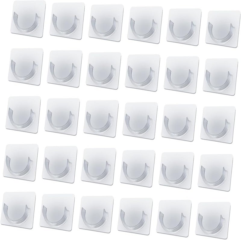 Adjustable Tension Rod Holders with Strong Adhesive for Damage Free Shower Curtain Hooks White - Image 1