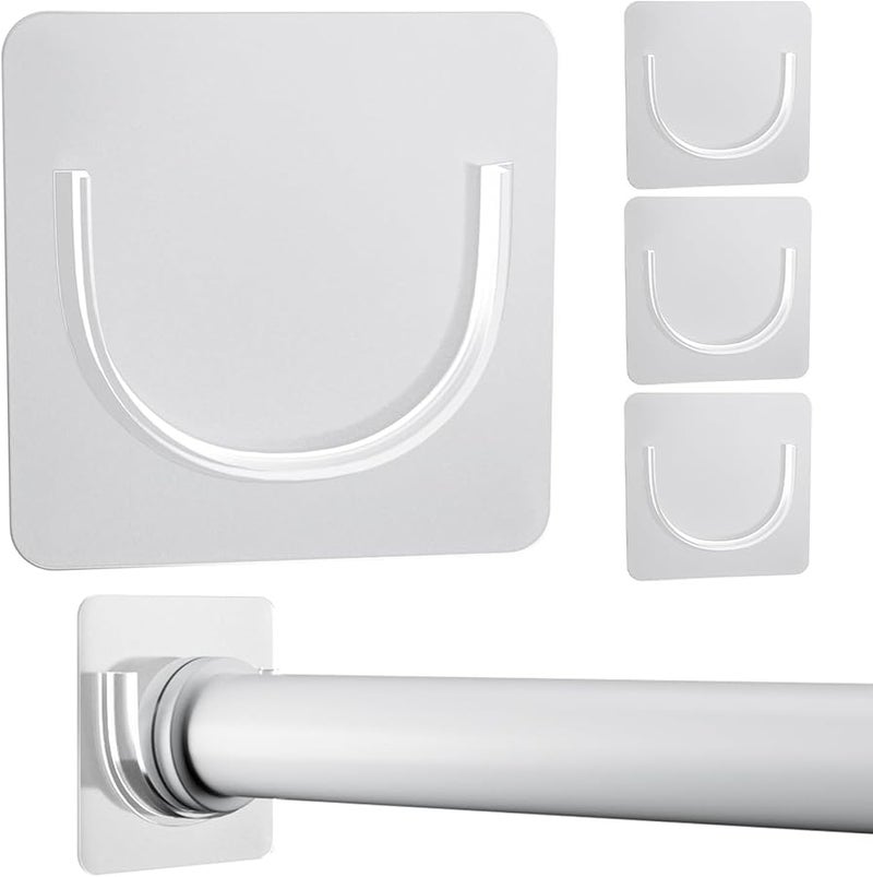 Adjustable Tension Rod Holders with Strong Adhesive for Damage Free Shower Curtain Hooks White - Image 4