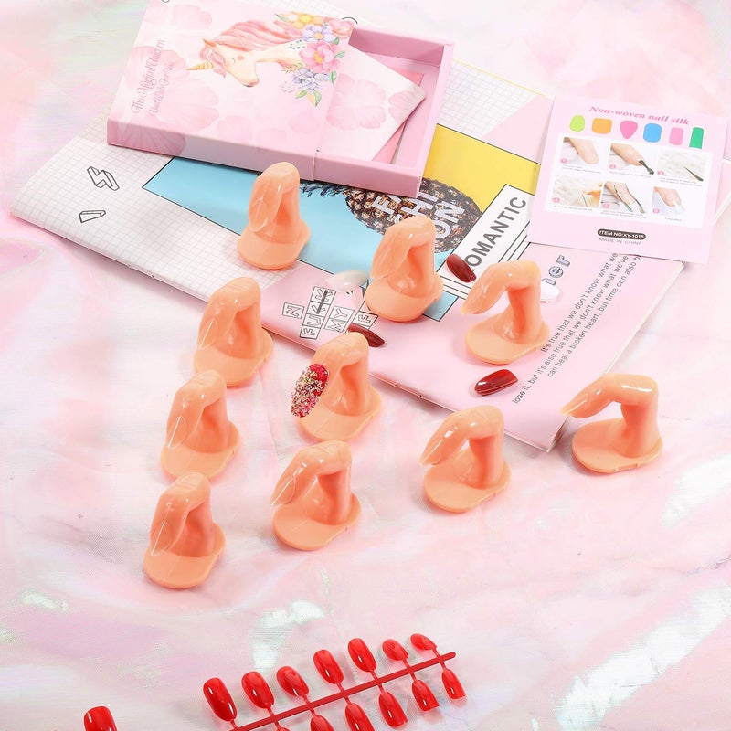 Blulu 20 Pieces Practice Manicure Fingers with False Nails Training Fingers for Acrylic Gel Nail Art Hand Nail Art Training Display Decoration - Image 5