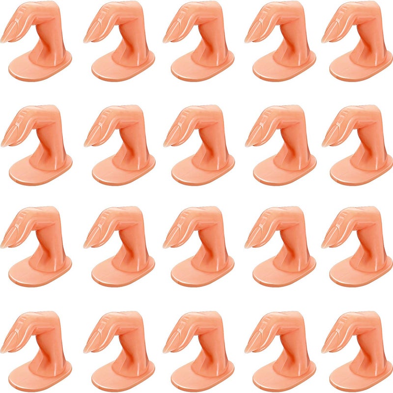 Blulu 20 Pieces Practice Manicure Fingers with False Nails Training Fingers for Acrylic Gel Nail Art Hand Nail Art Training Display Decoration - Image 1