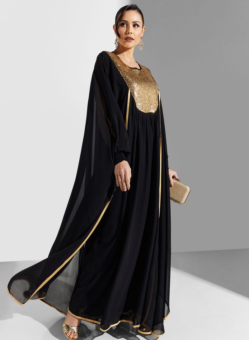 Khizana Shimmer Neck Kaftan - Image 4