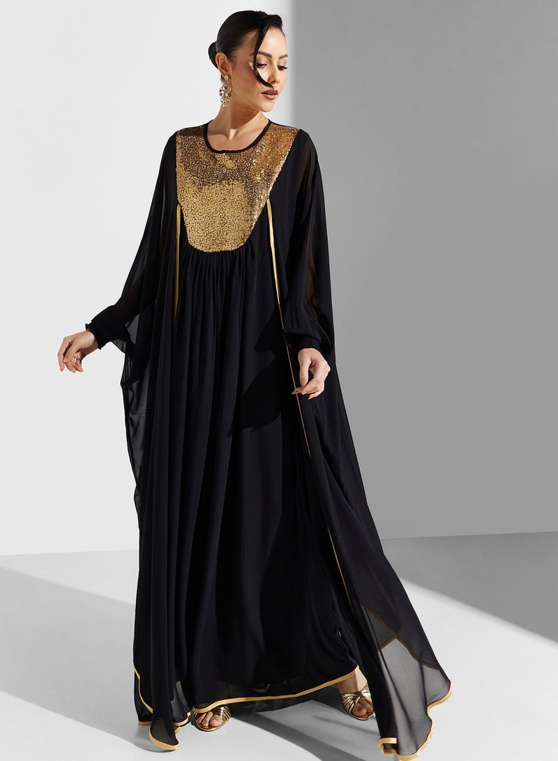Khizana Shimmer Neck Kaftan - Image 1