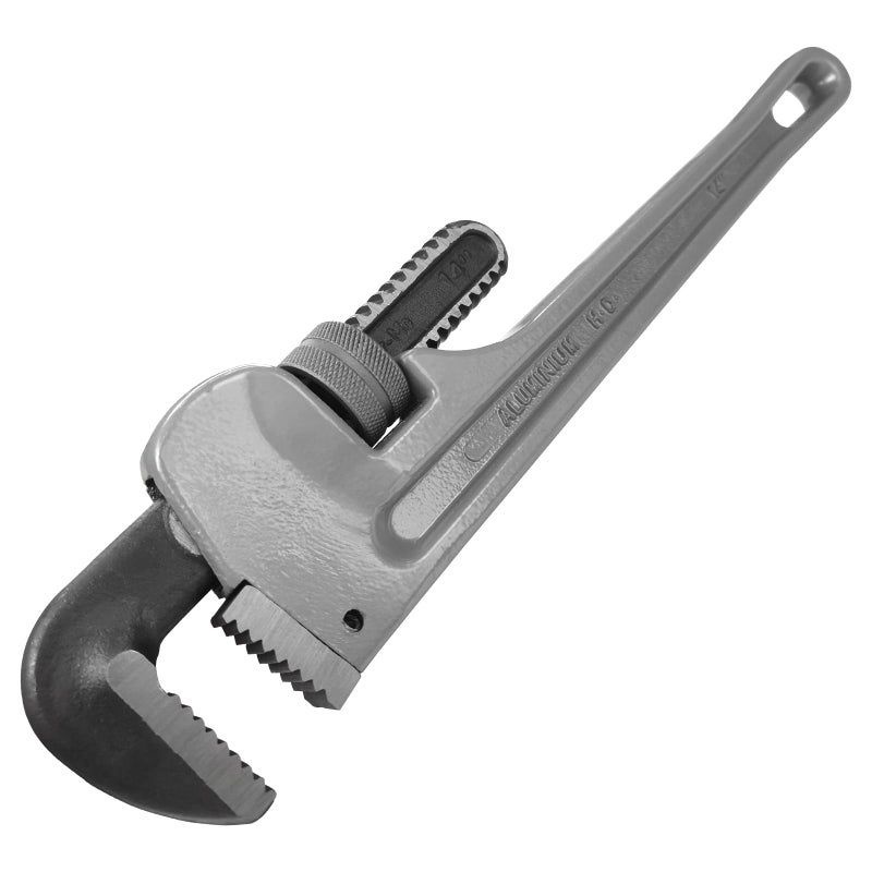 WEDO Straight Pipe Wrench 14 Plumbing Wrench Aluminum SpannerOpening max 65mm Head DieForged of Chromium Molybdenum Steel Jaw Heat Treated HRC5862 Aluminum Handle