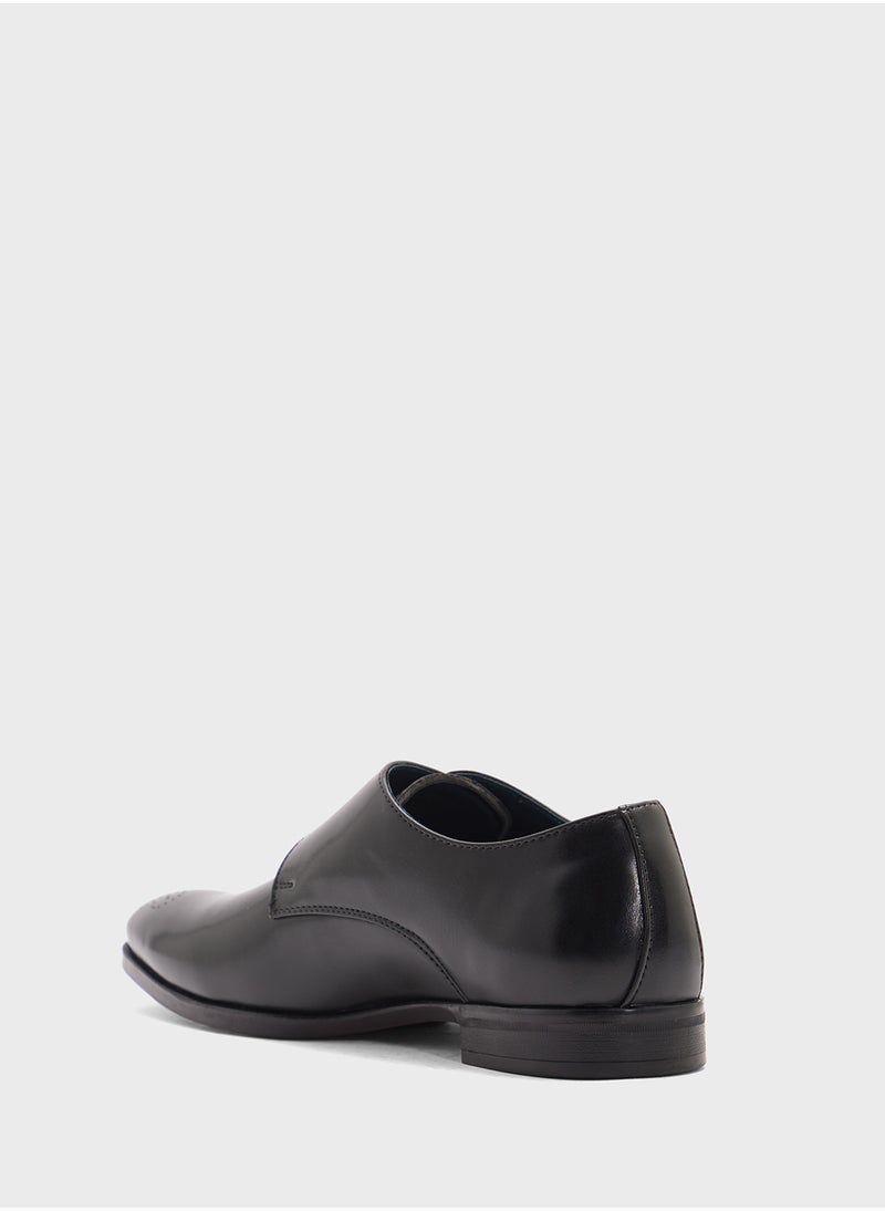 Robert Wood Brogue Design Formal Monk Slip Ons  - Image 2