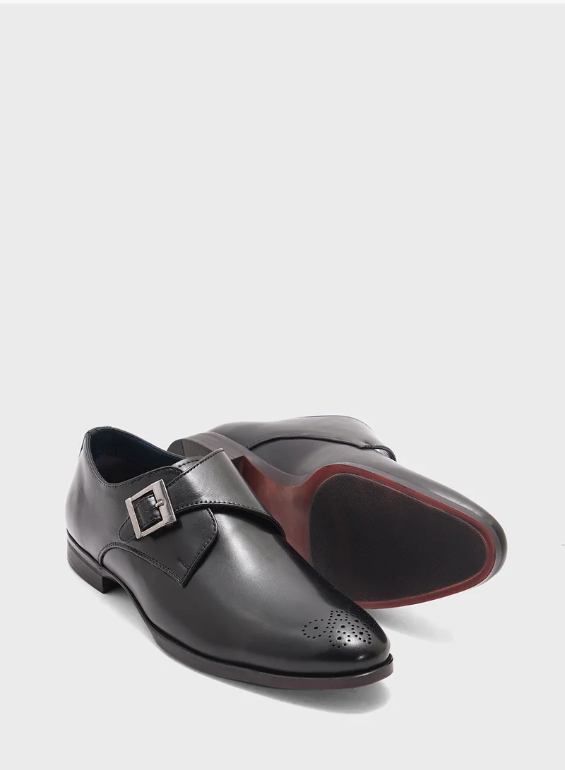 Robert Wood Brogue Design Formal Monk Slip Ons