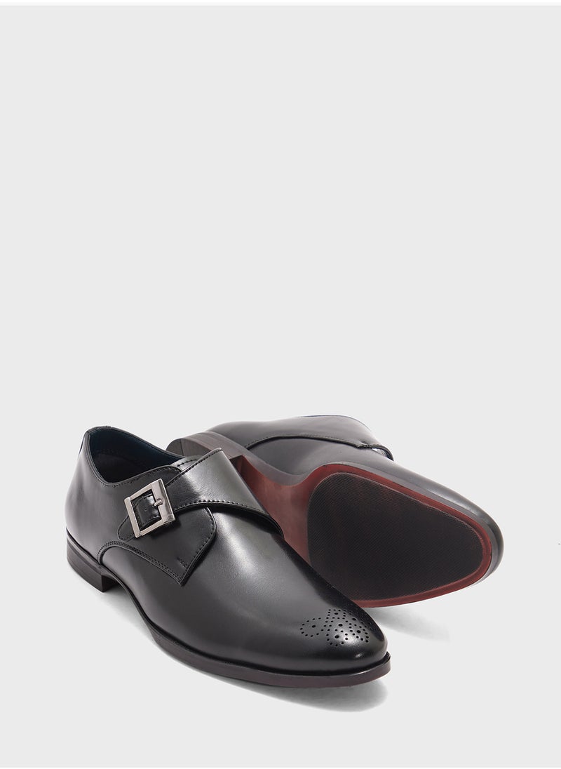 Robert Wood Brogue Design Formal Monk Slip Ons  - Image 3