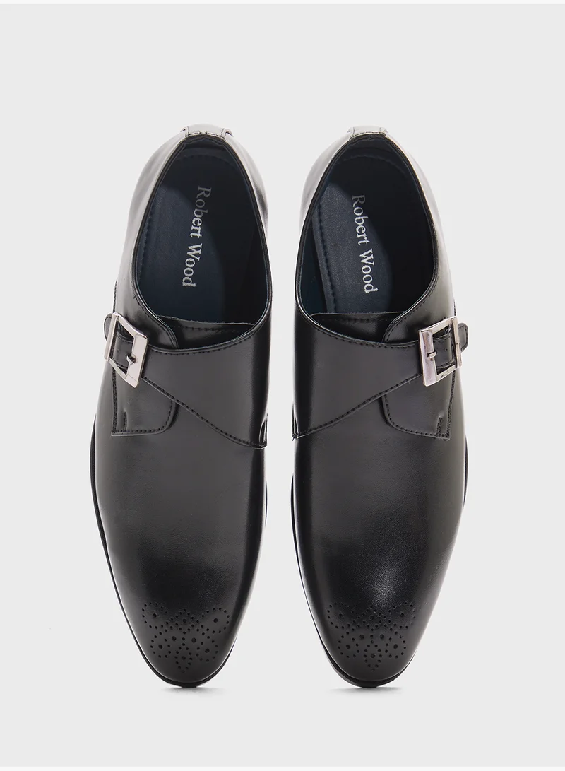 Robert Wood Brogue Design Formal Monk Slip Ons