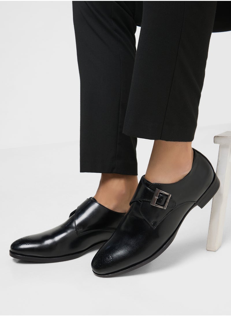 Robert Wood Brogue Design Formal Monk Slip Ons  - Image 5