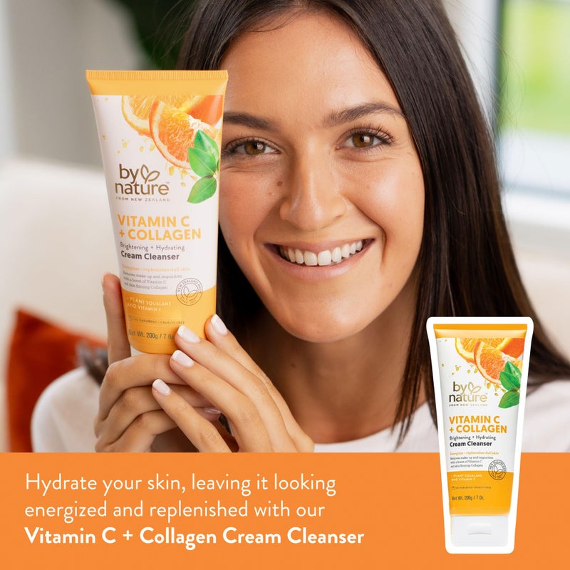 By Nature Vitamin C + Collagen Face Cream Cleanser - Daily Makeup Remover and Facial Wash from New Zealand (7 Oz) - Image 2