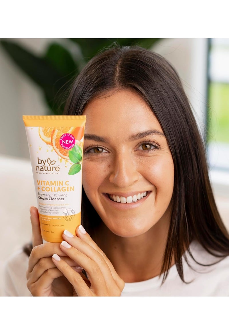 By Nature - By Nature Face Cleanser- Brightening and Hydrating Cleanser Cream with Collagen + Vitamin C - Energize and Replenish Dull Skin + Remove Makeup and Surface Impurities - Gentle Face Cleanser for Women - Image 1