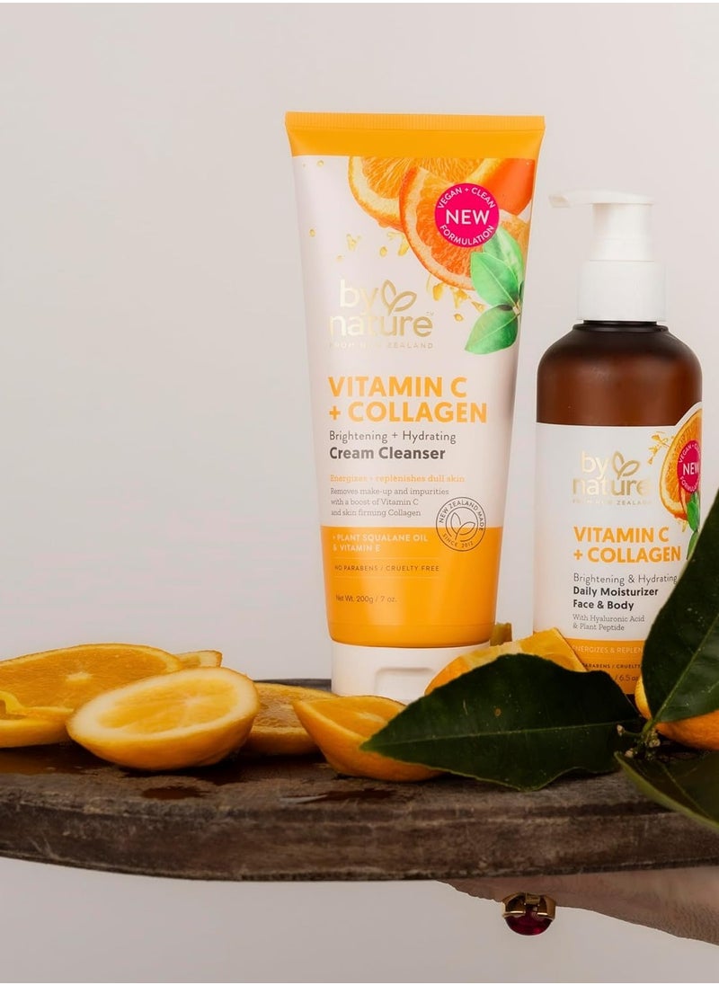 By Nature - By Nature Face Cleanser- Brightening and Hydrating Cleanser Cream with Collagen + Vitamin C - Energize and Replenish Dull Skin + Remove Makeup and Surface Impurities - Gentle Face Cleanser for Women - Image 1