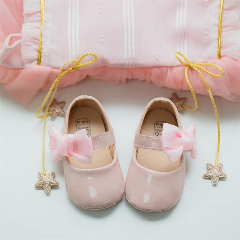 Meckior Infant Baby Girls Soft Sole Bowknot Princess Wedding Dress Mary Jane Flats Prewalker Newborn Light Baby Sneaker Shoes - Image 3